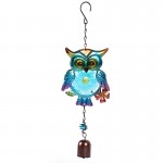 Owl Metal Glass Wind Chime 12x36cm - 2155 - 1